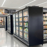 Réfrigérateur commercial vertical à double porte vitrée pour supermarché, grande capacité, pour boissons