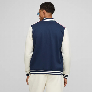 Chaqueta universitaria 100% algodón personalizada para hombre, diseño de bloque de color largo de tendencia superior con logotipo serigrafiado - Product Image 2