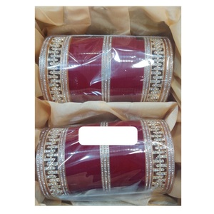 Set Chuda pengantin buatan tangan kualitas Premium gelang pernikahan <span class=keywords><strong>Punjabi</strong></span> asli tersedia dengan harga terjangkau Set Chuda