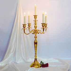 Shiny Gold Finished Metal Aluminum 5 Arm Aluminum <b>Candelabra</b> Tall Size Candle Holder Wedding Tabletop Decoration Home Decoration - Product Image 3