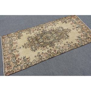 พรมตุรกีวินเทจแบบคลาสสิกสีเบจและน้ำตาล32 x 67ft ผ้าขนสัตว์ผืนใหญ่การเย็บปะติดปะต่อกันการออกแบบเป็นรูปสี่เหลี่ยมผืนผ้ายางรองสำหรับห้องวัยรุ่น - Product Image 2