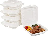 Contenants alimentaires jetables en bagasse de canne à sucre, type clamshell, 6 pouces, pour salades et repas à emporter, vaisselle jetable