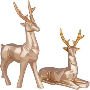 Statues dorées Art déco DIY pour la décoration intérieure Figurines d'animaux en résine céramique de taille standard pour mariage anniversaire Diwali Pâques - Product Image 1