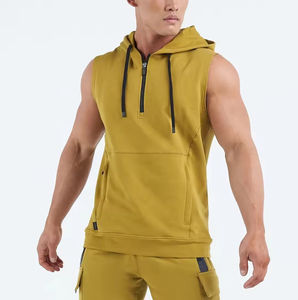 Sudadera con capucha sin mangas de gimnasio de calidad premium Camisetas sin mangas con capucha de entrenamiento para hombres Chaleco de secado rápido Sudaderas con capucha sin mangas - Product Image 5