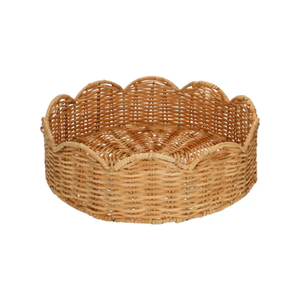 Wholesale Natural Rattan Scalloped Serving <b>Tray</b> Handwicker Decorative <b>Trays</b> for Coffee Table From Vietnam - Product Image 1