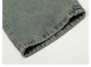 Jeans en denim baggy pour hommes |   Pantalon ample en coton 100% délavé et usé |   Jeans de printemps de haute qualité en couleur personnalisée, vente en gros - Product Image 4