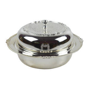 Nouveau bol de plat en métal en laiton de concepteur avec la conception de finition plaquée argent pour la fête de mariage et les événements plat de stockage de haute qualité - Product Image 1