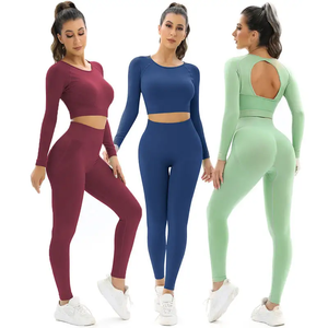 Gym Wear Sports <b>Top</b> <b>High</b> Waist Pants Yoga Workout Set Seamless Leggings Yoga Activewear Set for Women Sport Clothes - Product Image 1