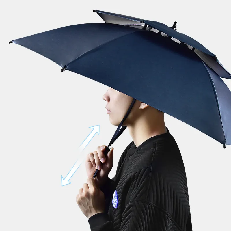 Customized 7K double layer air vent hat shape umbrellas silver coating uv protection umbrella rainy fishing