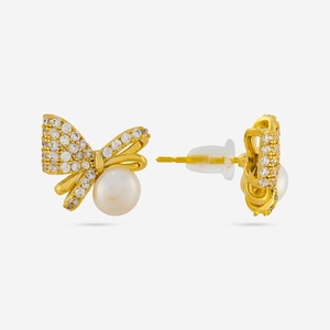 Pendientes de tuerca étnicos de moda con forma de borla, chapados en oro, de aleación de zinc, acero inoxidable, plástico, diamante, ámbar y perla, ideales para regalo de fiesta. - Product Image 4