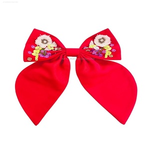 Lazos de pelo de cinta cruzada personalizados a la moda para niñas, accesorios elegantes para el cabello, lazos de cinta de semillas de tela de algodón con cuentas, lazos con cuentas para el pelo - Product Image 2