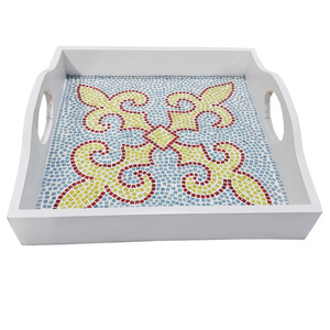 Juego de bandeja de servicio rectangular de decoración navideña de diseño personalizado de calidad superior arte de vidrio hecho a mano para el hogar cocina precio barato - Product Image 4