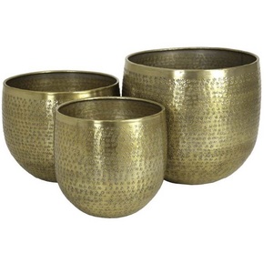 Jardinière design personnalisée en métal martelé pot de sol fini or pour salon intérieur extérieur jardin balcon - Product Image 3