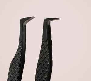 Pinzas de pestañas negras profesionales de alta precisión Pinzas de extensión de pestañas de acero inoxidable sostenibles Punta suave duradera 10mm - Product Image 3