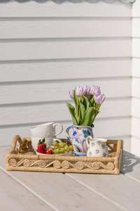 Plateau de service rectangulaire en rotin tissé de qualité supérieure personnalisable Plateau de petit déjeuner-collation écologique - Product Image 4