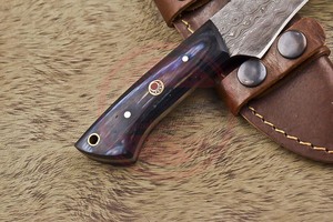 Couteau en acier damas fait à la main couteau Skinner de chasse à lame fixe avec gaine en cuir couteaux à éplucher de Camping - Product Image 4