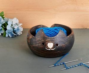 Bol de fil en bois bol à tricoter grand porte-fil au Crochet YB2203 accessoires et fournitures de crochet faits à la main organisateur 7x3" - Product Image 2