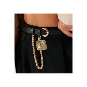 King <b>Chain</b> Medallion Detail Women's <b>Trouser</b> Belt, Jacket Belt, Dress Belt, Shirt Belt - BLACK - Product Image 5