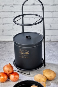 กล่องเก็บอาหารโลหะเคลือบเงา 2 ชั้น เป็นมิตรกับสิ่งแวดล้อม ประหยัดพื้นที่ สำหรับเก็บมันฝรั่ง หัวหอม กระเทียม ในครัว - Product Image 6