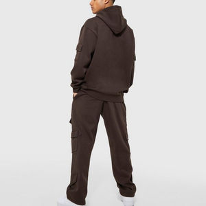 Conjuntos deportivos para correr de algodón 100% para hombre, chándal transpirable de dos piezas con capucha, chándales informales para exteriores, respetuosos con el medio ambiente - Product Image 3