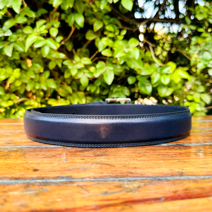 2025 dernière haute qualité Durable Double-collé formelle ceinture en cuir véritable pour hommes boucle en laiton profil lourd - Product Image 4