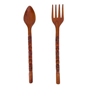 Juego de cuchara y tenedor para servir ensalada de madera respetuoso con el medio ambiente, mango de diseñador, cuchara para servir ensalada, tenedor, vajilla de madera, cuchara, utensilios - Product Image 1