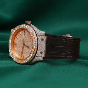 Montre de luxe en acier inoxydable avec bracelet en cuir, résistante à l'eau, affichage analogique, mouvement ETA, diamant moissanite - Product Image 2