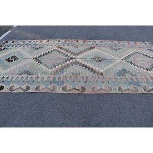 Tapis Kilim bleu noir 5.3 X 11.8ft tissage plat tapis de laine turque pour salon Rectangle couloir motif peluche Pile Latex - Product Image 3
