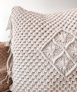 Macrame Pillowcase, Cream Boho <b>Throw</b> Pillow - Product Image 2