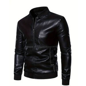 แจ็กเก็ตหนังสำหรับผู้ชายเสื้อแจ็กเก็ตหนังมีสไตล์มีหลายสี - Product Image 3