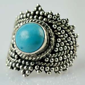 <b>Boho</b> December Birthstone <b>Ring</b> Handmade 925 Sterling Silver Turquoise Shape-Perfect Gift for Her Birthday Platinum Main Material - Product Image 3