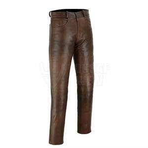 Pantalon en cuir léger pour homme, taille haute, style décontracté, couleur unie, service OEM, haute qualité, dernier design - Product Image 3