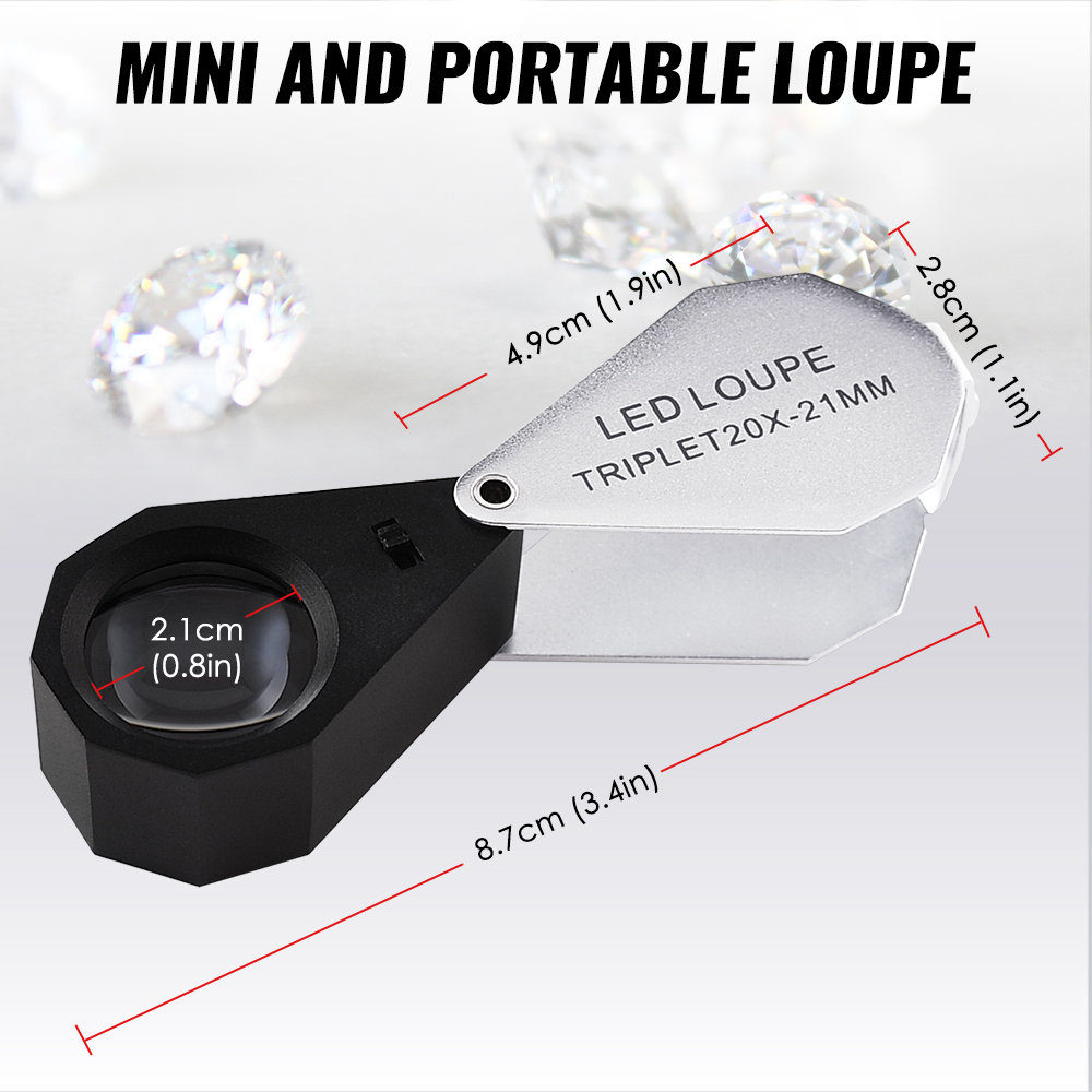 60X Ini Lente Di Ingrandiento Da Gioielliere LED UV Lente Di - Foto 8
