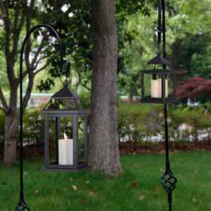 Black Metal Lantern <b>Candle</b> <b>Holder</b> Outdoor <b>Garden</b> Hanging Frame Home Wedding Festival Decor Display Detail Patio Table Accent - Product Image 3