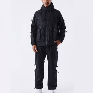 Pantalon cargo pour homme personnalisé, tissu en polyester tricoté brillant, style décontracté, coupe droite, cordon de serrage, broderie, léger, couleur moyenne - Product Image 6