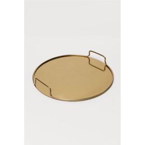 Bandeja Decorativa Minimalista de Acero Inoxidable Dorado, Organizador Circular de Metal para Perfumes y Cosméticos, Bandeja de Servicio con Acabado Dorado Mate - Product Image 1