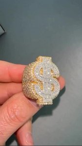 Anillo de cóctel de lujo para hombre, estilo hip hop, con diamantes de moissanita, engaste pavé, chapado en rodio, plata de ley 925, para uso diario. - Product Image 5