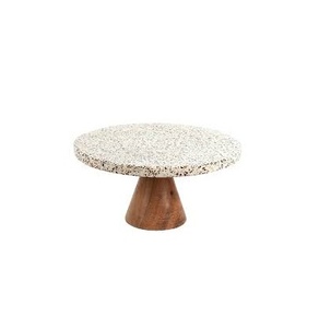 Plateaux à gâteaux en marbre et en bois support à gâteaux à pieds en bois support à gâteaux en bambou pour une pièce de conception de forme ronde au meilleur prix - Product Image 1