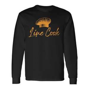 Line <b>Cook</b> Chef Hat Long Sleeve T-Shirt Culinary Kitchen <b>Wear</b> - Product Image 1