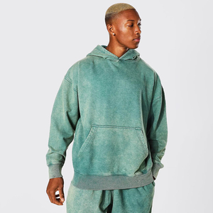 Sweat à capuche surdimensionné personnalisé délavé à l'acide avec perles pour homme, manches longues, style streetwear été et hiver - Product Image 1