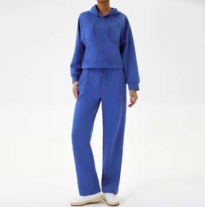 Conjunto Deportivo de Invierno Grueso con Logotipo Personalizado, Chándal Deportivo Liso de Alta Calidad, Pantalones Deportivos y Sudadera con Capucha para Mujer - Product Image 6