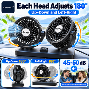 Ventilatore per Auto a Doppia Testa Personalizzato all'Ingrosso, 5V 12V 24V, Ventilatore di Raffreddamento a Due Velocità Regolabili per Cruscotto Auto, SUV, Camion, <span class=keywords><strong>Furgone</strong></span>, Interni Veicoli - Product Image 3