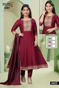 Vichitra Soie Kali Style Évasé Kurti Ordinateur Broderie Readymade Catalogue Maruti Mode-Indien Pakistanais Vêtements Y Compris - Product Image 2