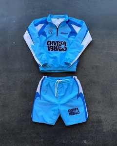 Conjuntos de pantalones cortos de nailon cortavientos, chándales para hombres, gimnasio, conjunto recto de 2 piezas, ropa de calle de manga larga, conjunto de verano para hombres y mujeres - Product Image 2