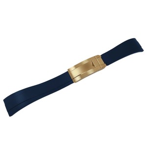 Bracelet de <span class=keywords><strong>montre</strong></span> de luxe respirant en caoutchouc et bois de 20 mm – Compatible Yacht-Master Noir/Vert - Product Image 3