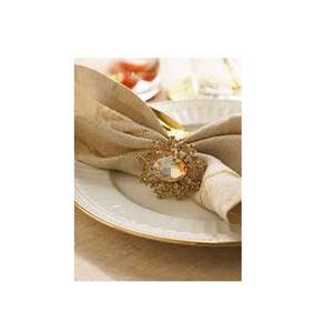 Décoration dorée avec cristal fin doré et grand anneau de serviette en cristal central Vaisselle Accessoires de décoration Anneaux de serviette en or royal - Product Image 1