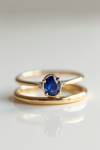 Anillo solitario de zafiro azul redondo de oro sólido personalizado moderno 10K 14K 18K joyería fina chapada en rodio para bodas y fiestas - Product Image 3