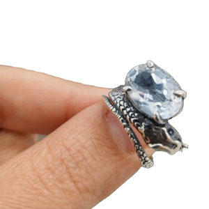 Anillo de Serpiente de Plata de Ley 925 Hecho a Mano de Alta Calidad con Circonita Sintética para Fiestas y Regalos Hecho en Estambul - Product Image 1