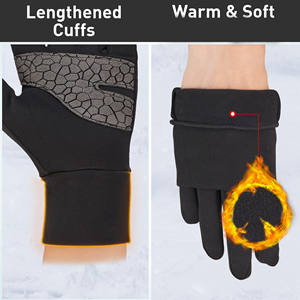 ถุงมือวิ่งเต็มนิ้วทำจากซิลิโคนหน้าจอสัมผัสกันน้ำสำหรับเล่นกีฬาออกกำลังกายสำหรับผู้ใหญ่ถุงมือวิ่งโพลีเอสเตอร์อุ่น - Product Image 2