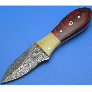 มีดหอยนางรมแบบใบมีดคงที่ใช้ในครัวทำจากเหล็กดามัสกัสพร้อมปลอกหนัง - Product Image 3